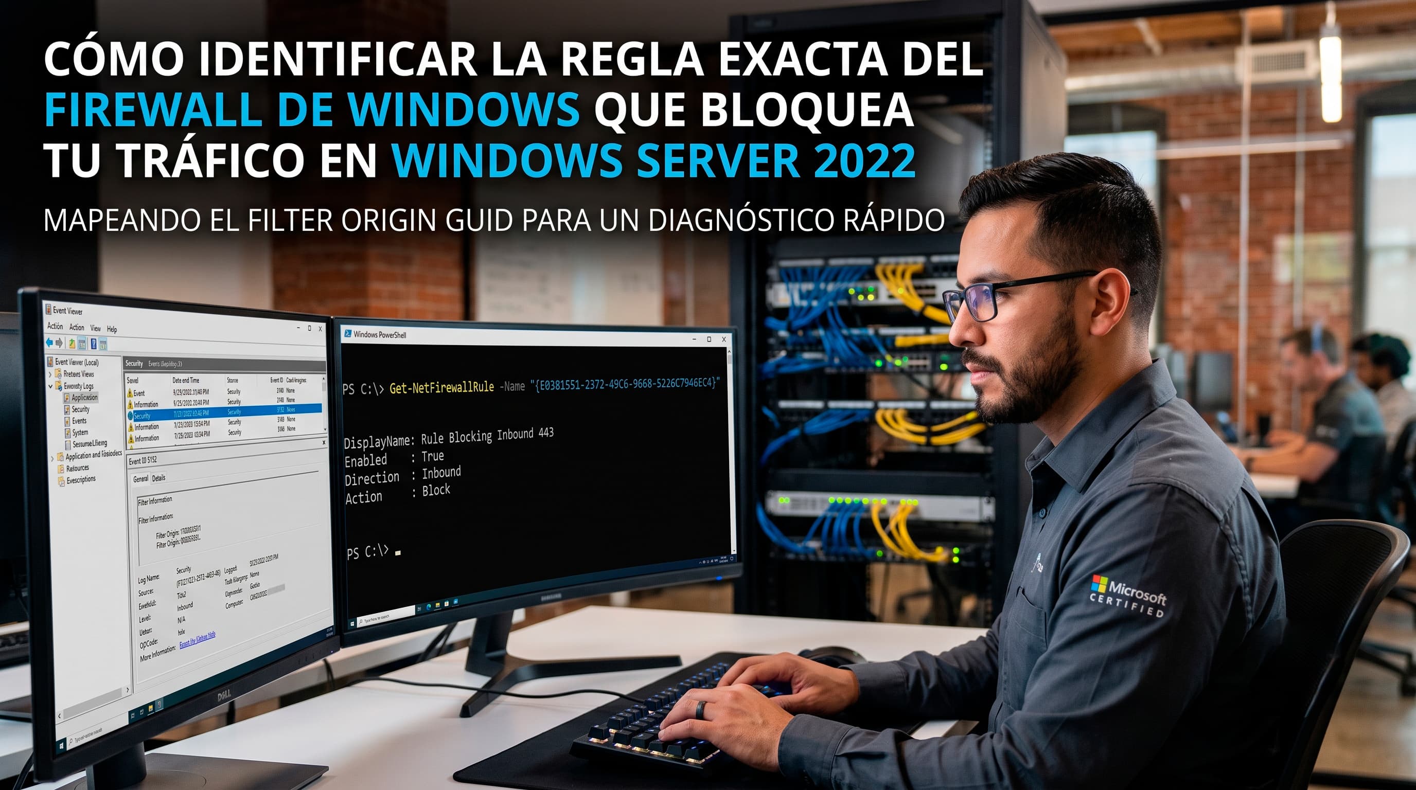 Cómo identificar la regla exacta del Firewall de Windows que bloquea tu tráfico en Windows Server 2022